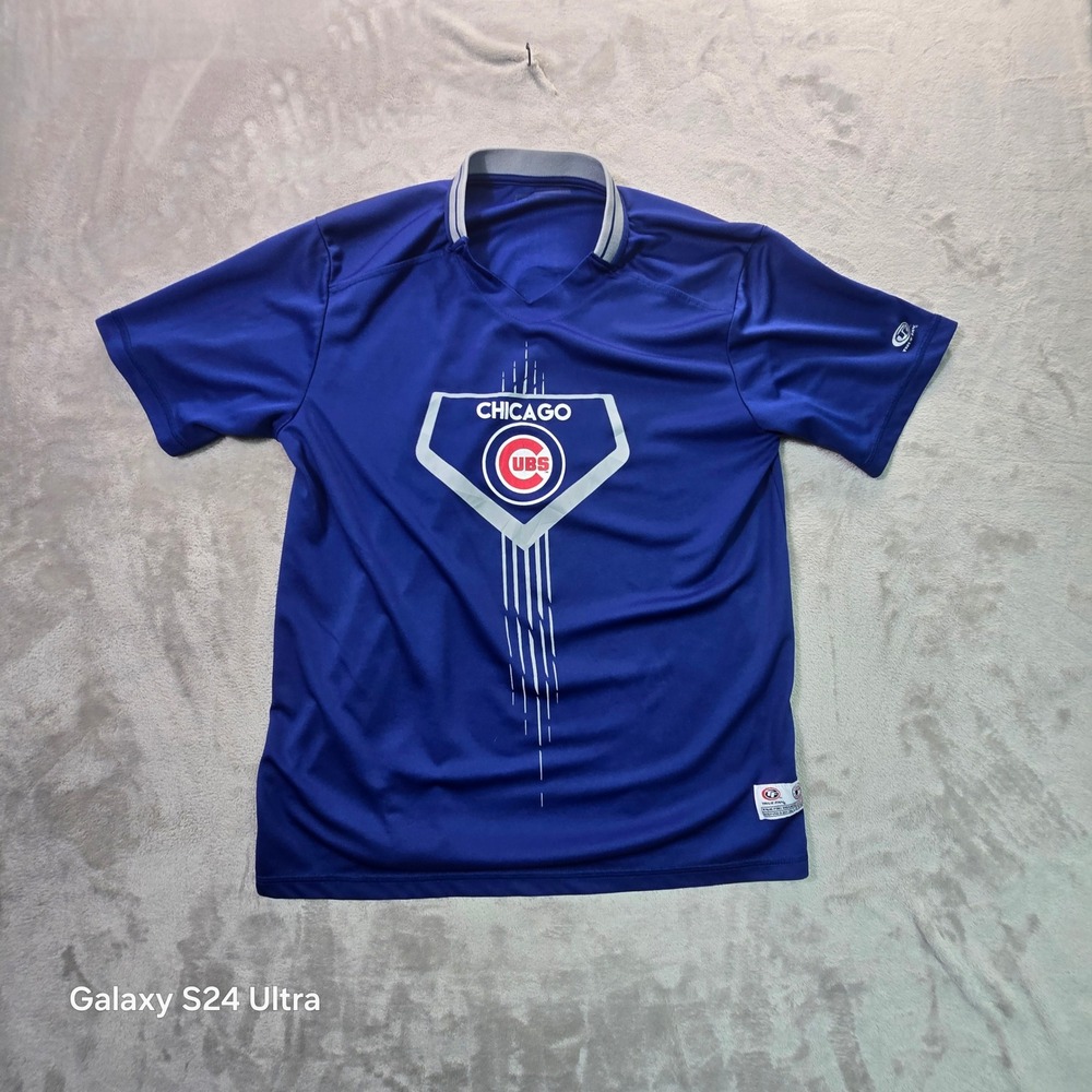 True Fan Chicago Cubs MLB Blue Mesh Jersey Shirt Mens Large 24646